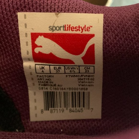 Puma Eco Ortholite Womens Black Purple Shoe Sneaker Size 6.5 - Picture 12 of 12